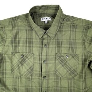 Orvis Classic Collection Mens XL Green Plaid Short Sleeve Button Down Shirt